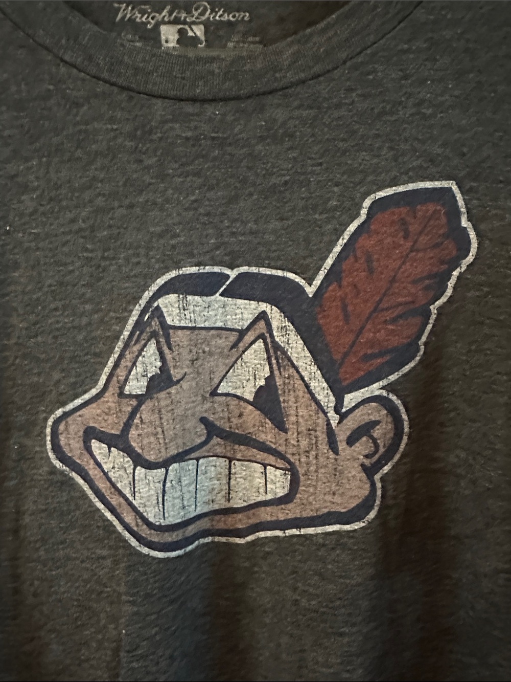 Wright & Ditson Charcoal Tee with Retro Chief Wahoo - Picture 2 of 4